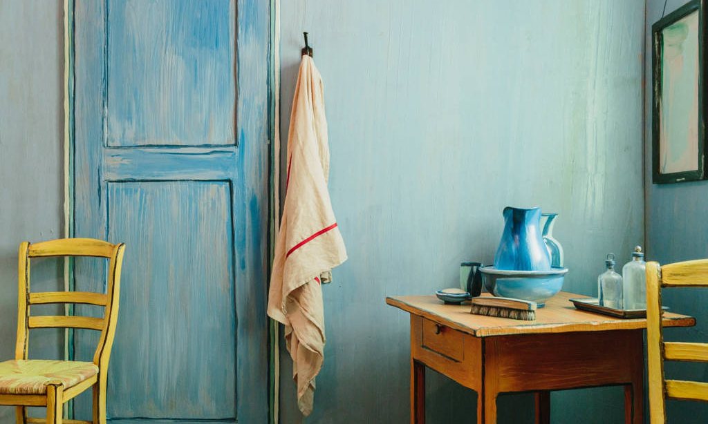 A Recreation of Van Gogh’s Bedroom in Arles Painting. Photograpth Courtesy of The Art Institute Chicago and Airbnb A Recreation of Van Gogh’s Bedroom in Arles Painting. Photograpth Courtesy of The Art Institute Chicago and Airbnb