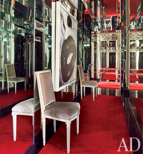 Mirrored Corridor Daphne Guiness New York City Apartment Photograph Courtesy of Architectural Digest.